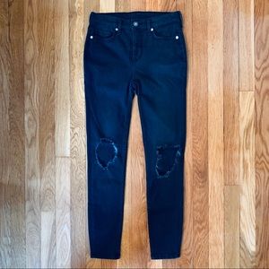 Free People High Rise Bust Knee Jeans